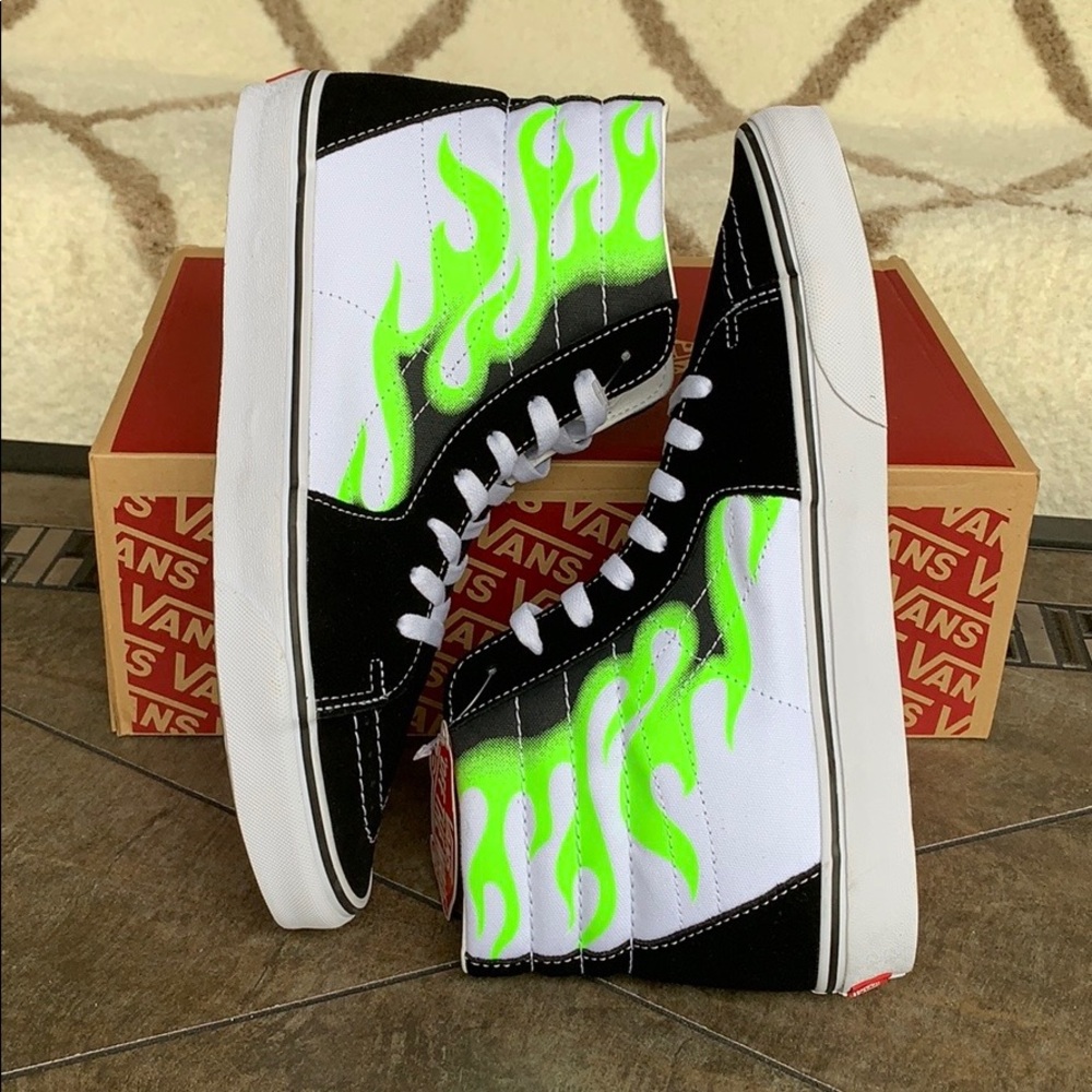 •VANS SK-8 HI FLAME black/true white Mens - Picture 7 of 16